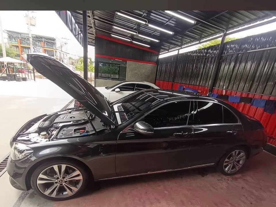 Engine bay cleaning in progress